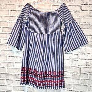 Blue and White‎ Textured Dress